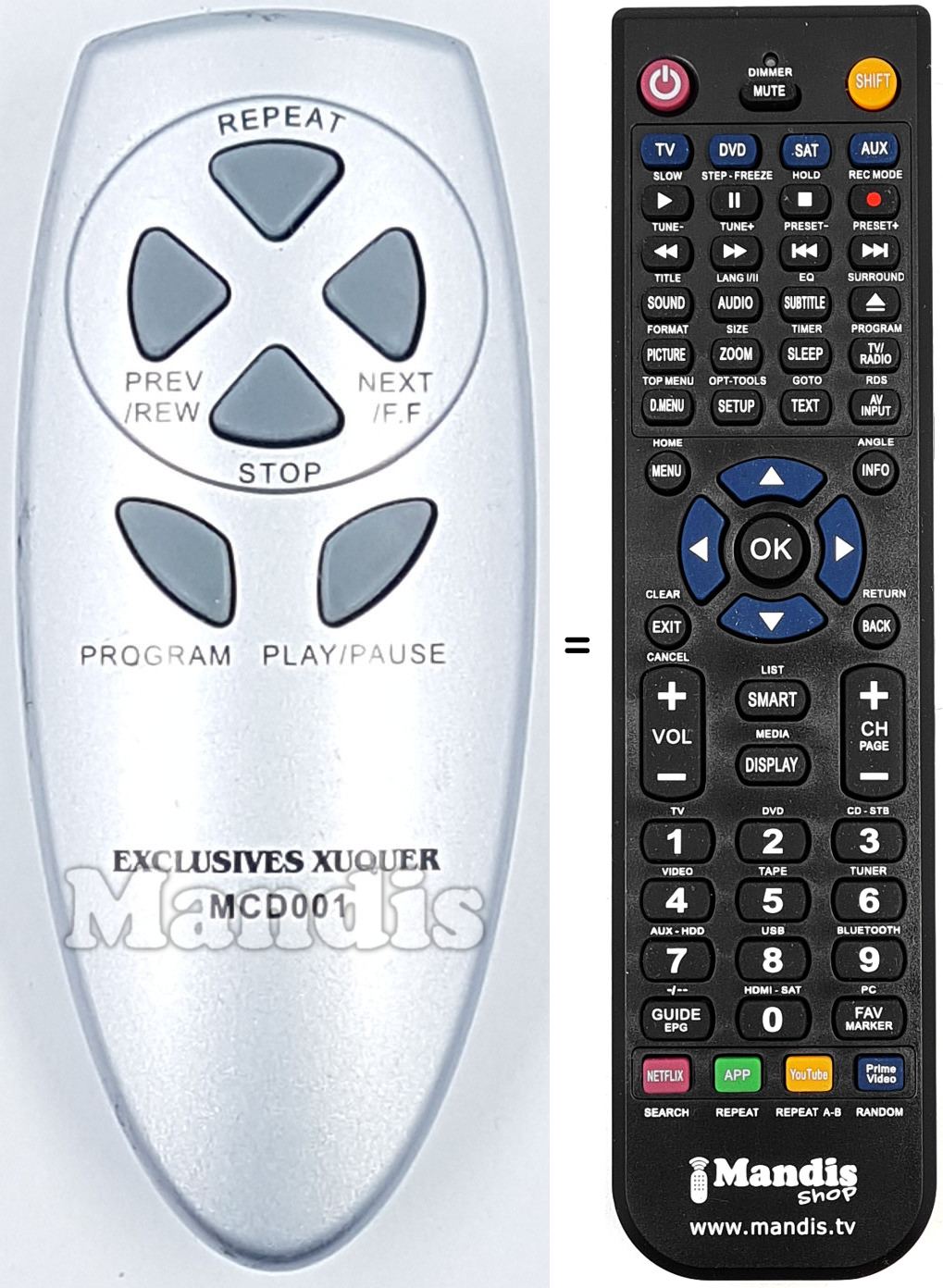 Télécommande équivalente MCD001