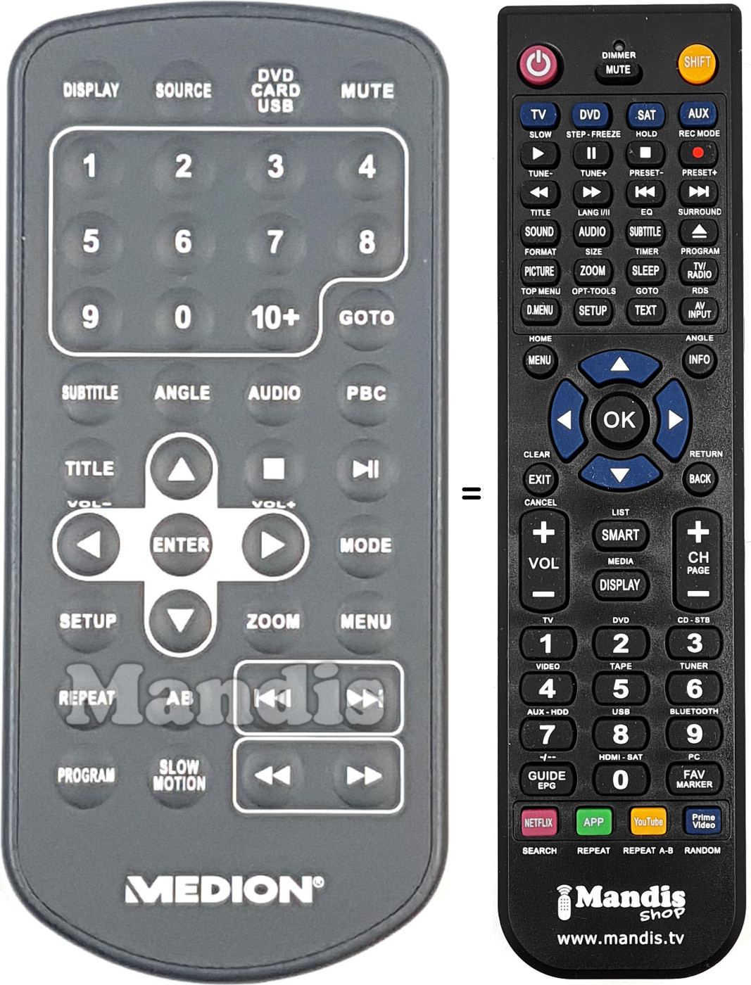 Télécommande équivalente MD82767