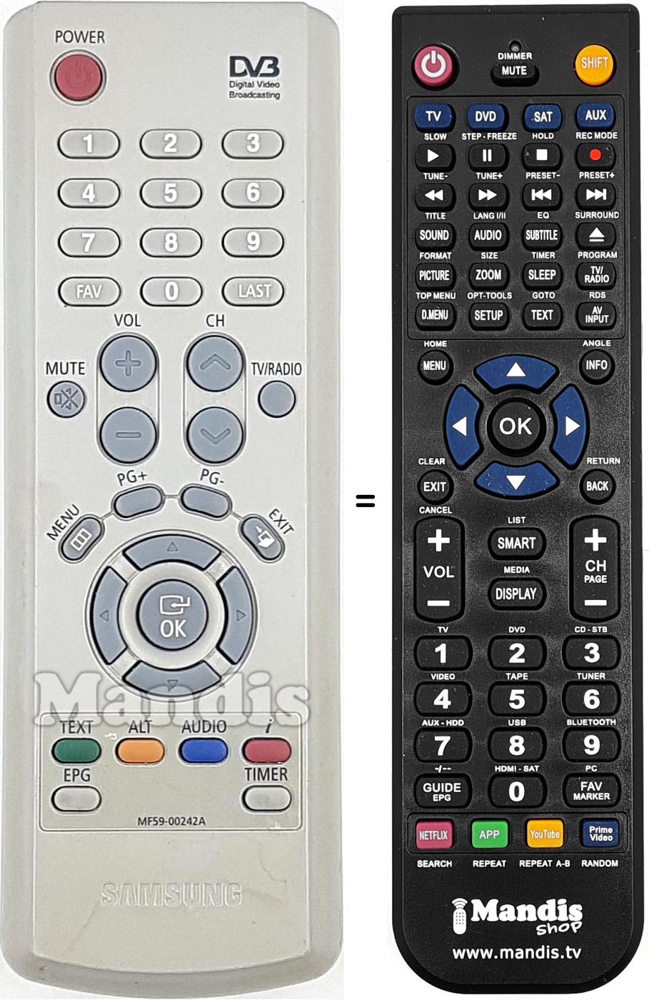 Mando a distancia equivalente Samsung MF 59-00242 A