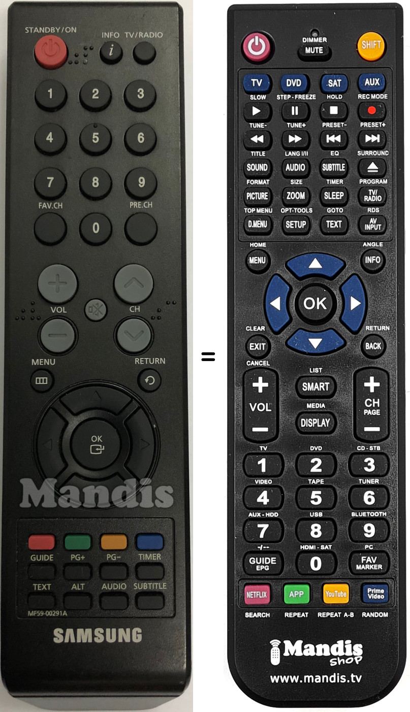 Mando a distancia equivalente Samsung MF5900291A