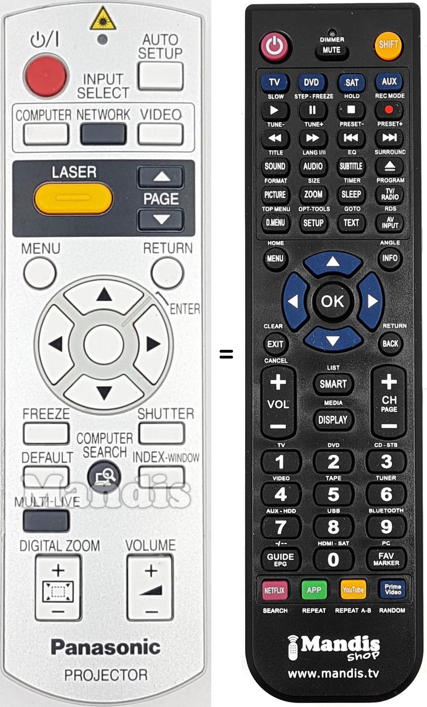 Télécommande équivalente Panasonic N2QAYB000152