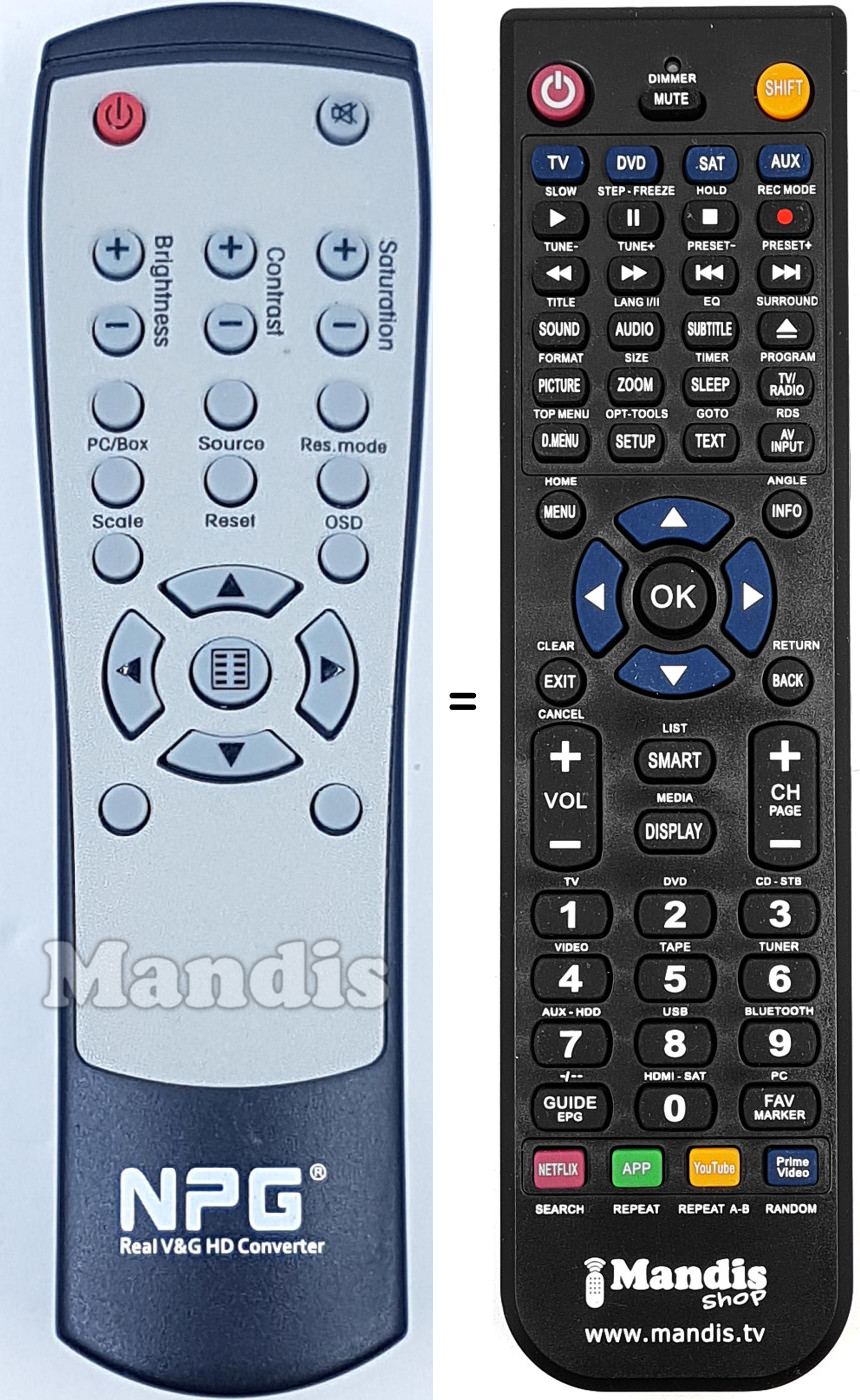 Télécommande équivalente NPG017