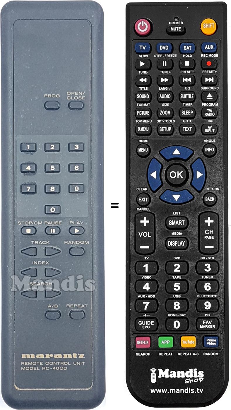 Télécommande équivalente RC40CD