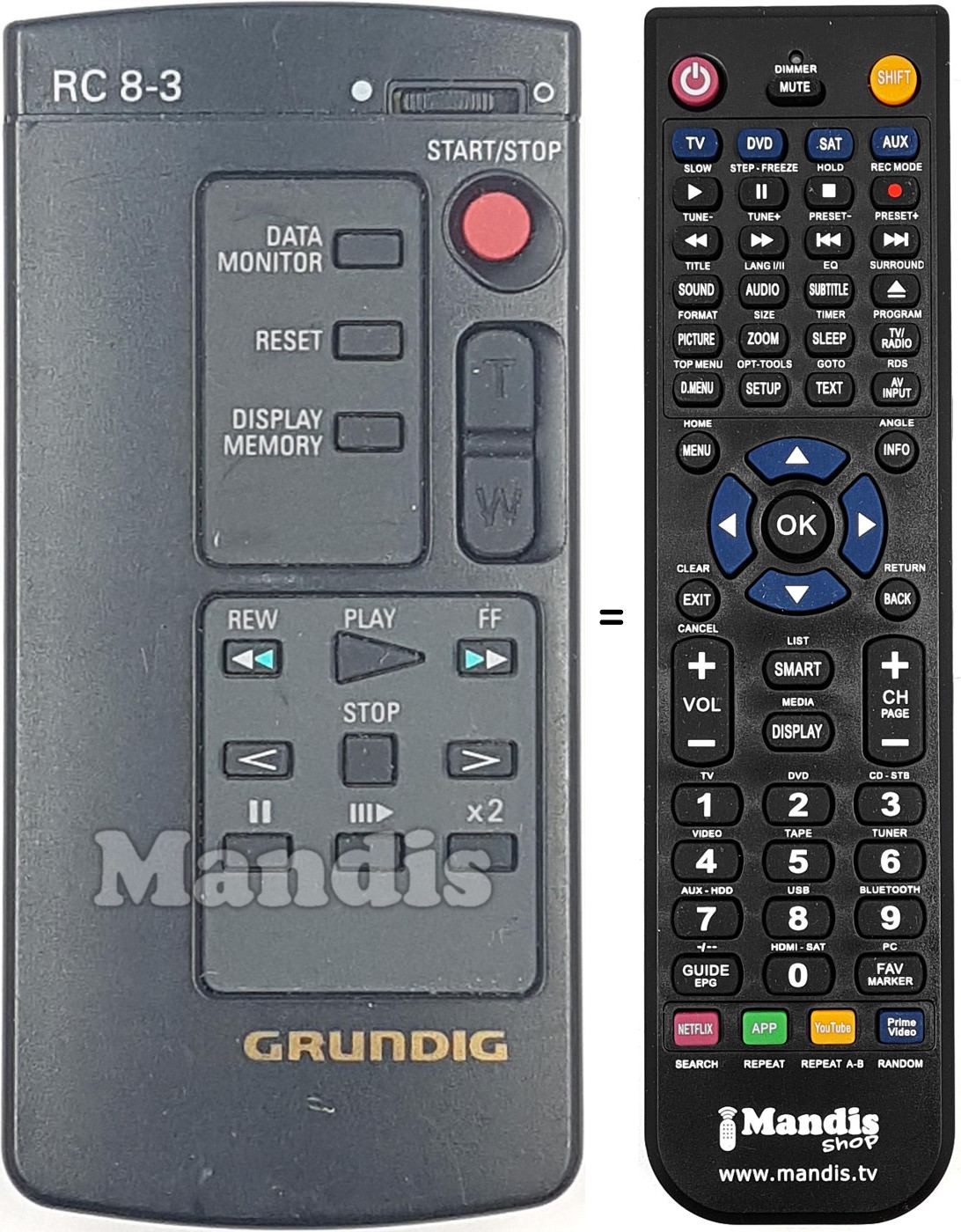 Mando a distancia equivalente RC8-3
