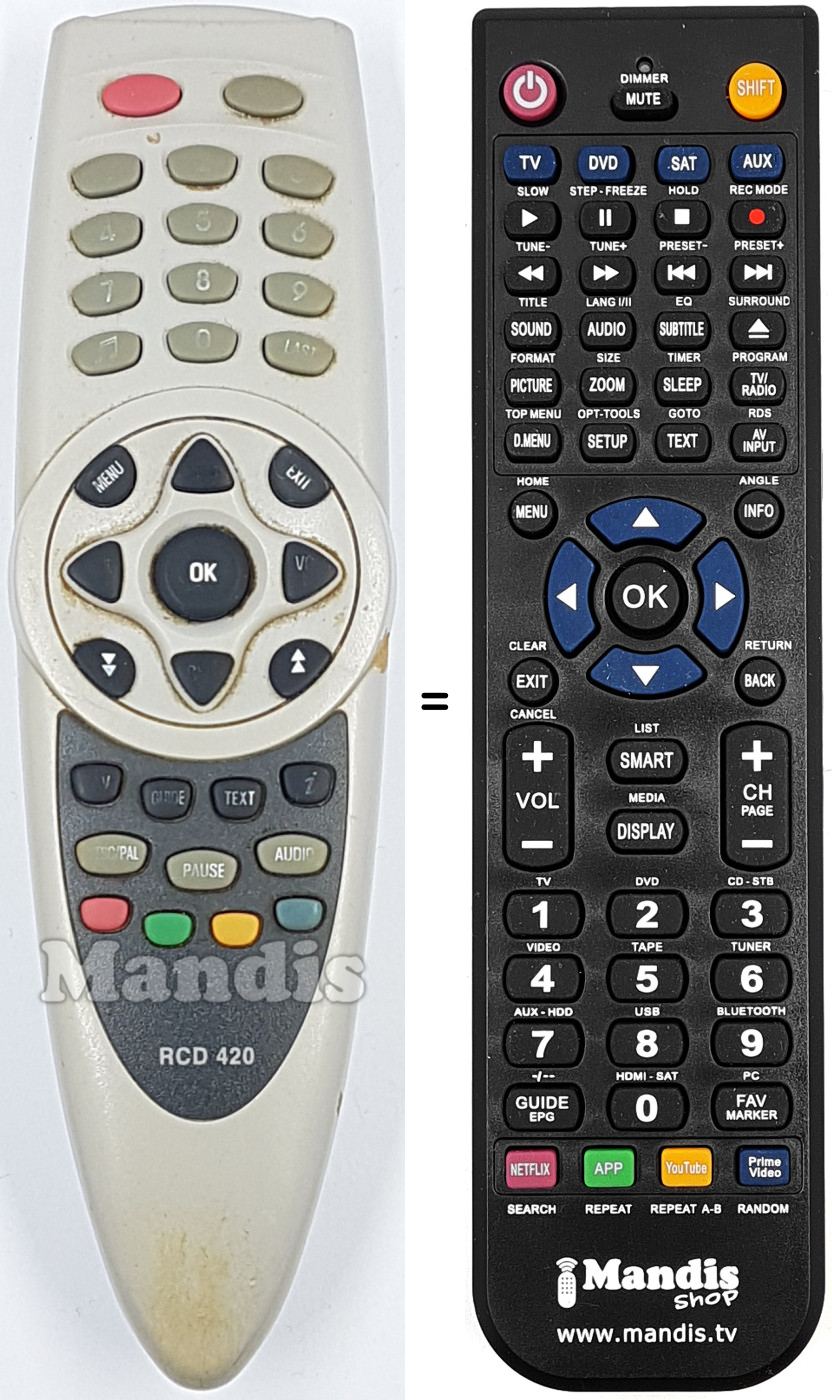 Mando a distancia equivalente RCD420