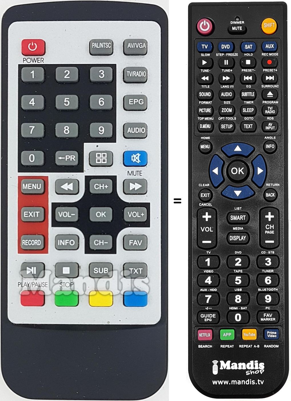 Télécommande équivalente REMCON1603