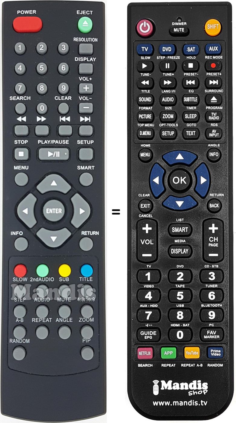 Télécommande équivalente REMCON1634