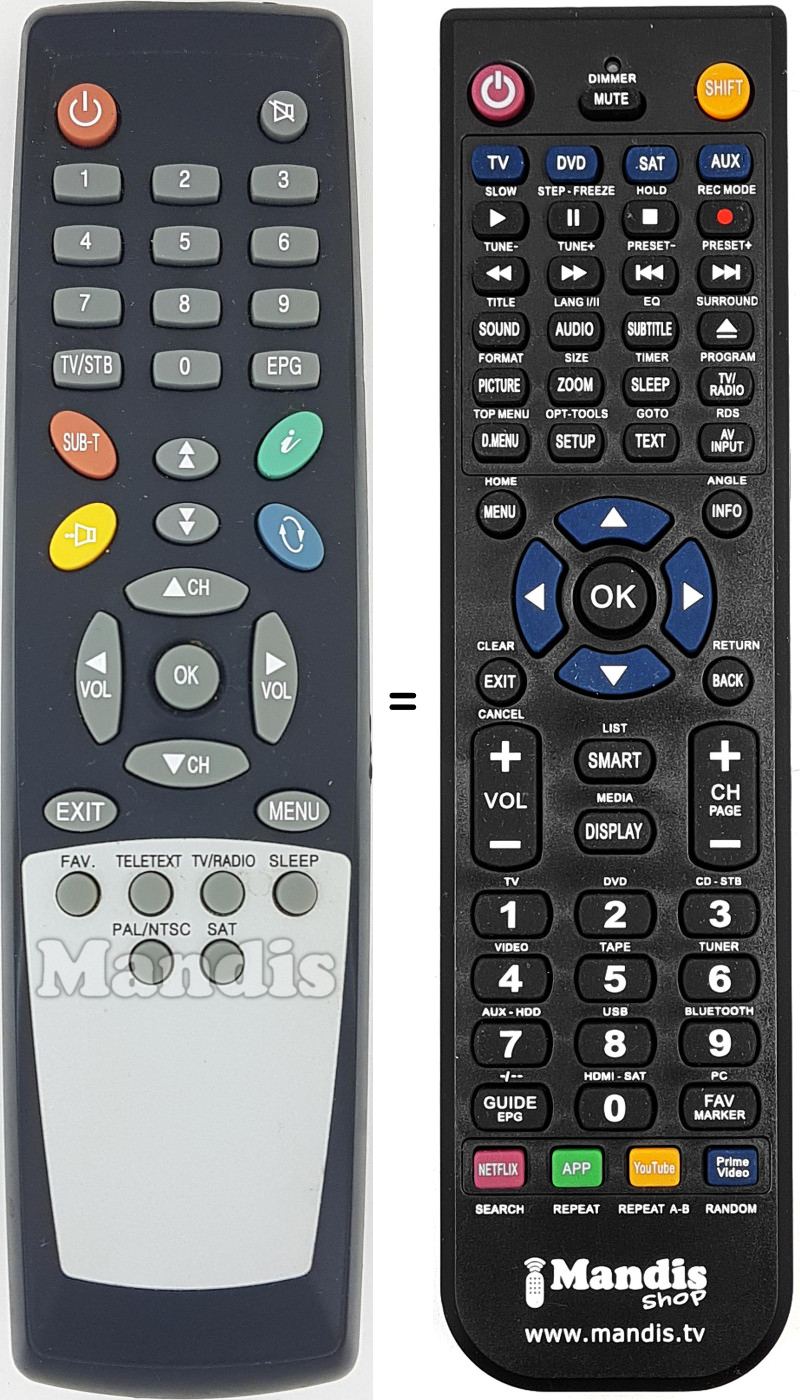 Télécommande équivalente REMCON1638