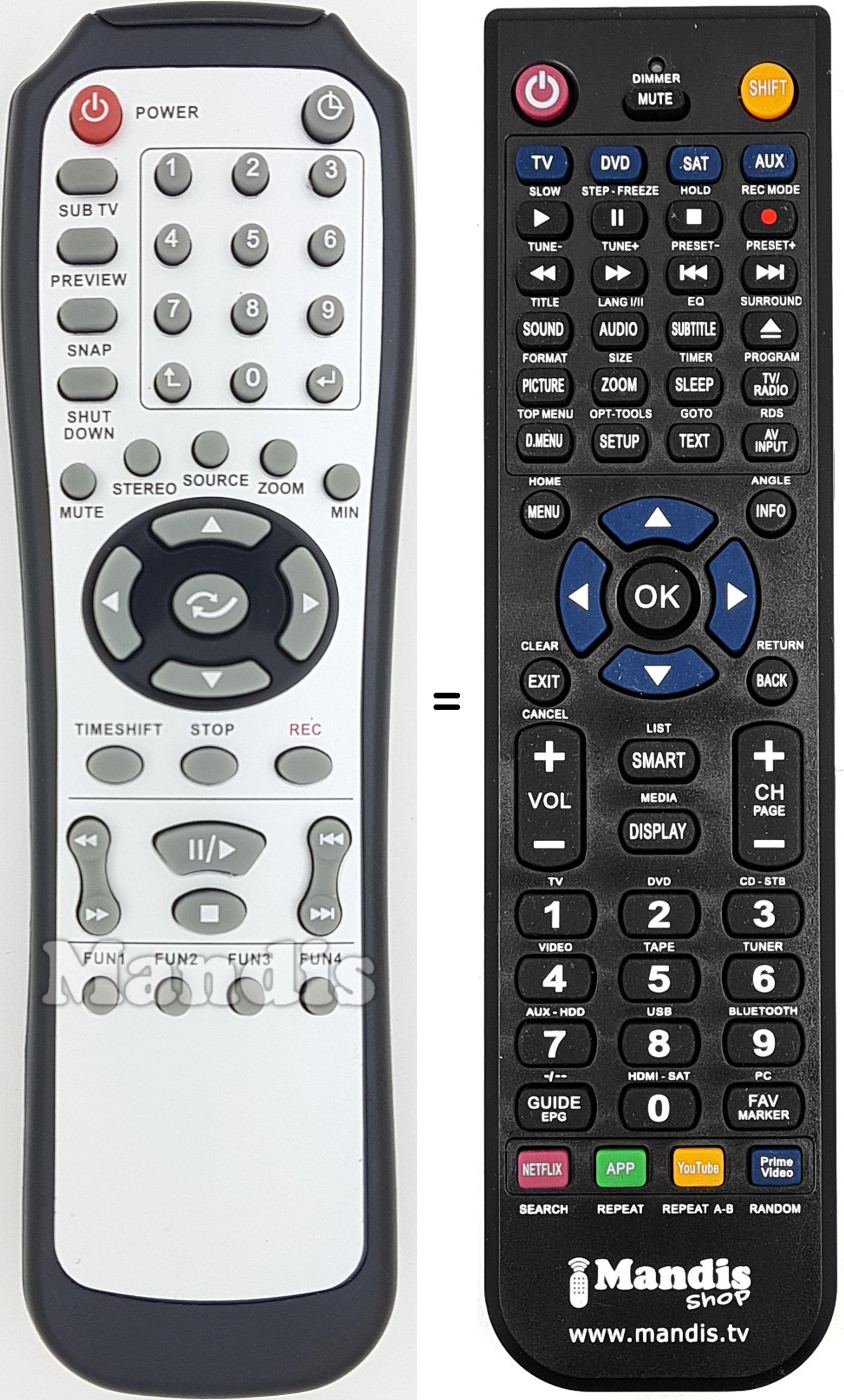 Télécommande équivalente REMCON1649