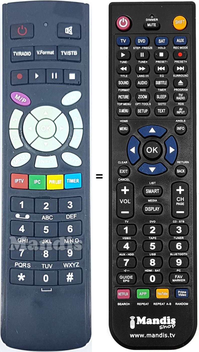 Télécommande équivalente REMCON1665
