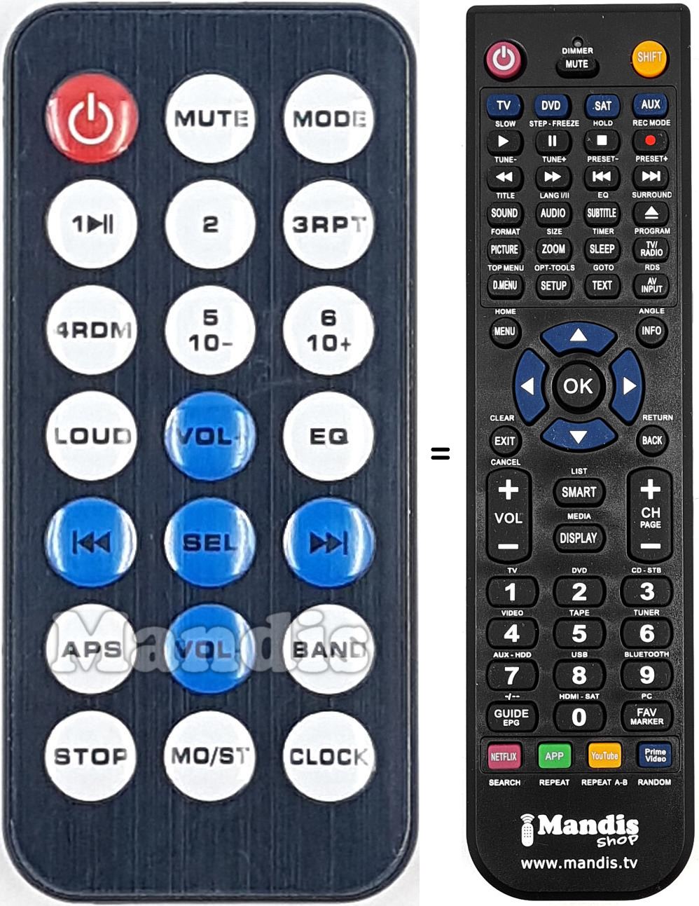 Télécommande équivalente REMCON1701