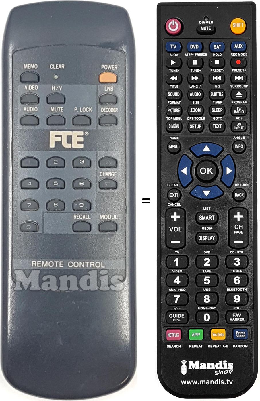Télécommande équivalente REMCON1713