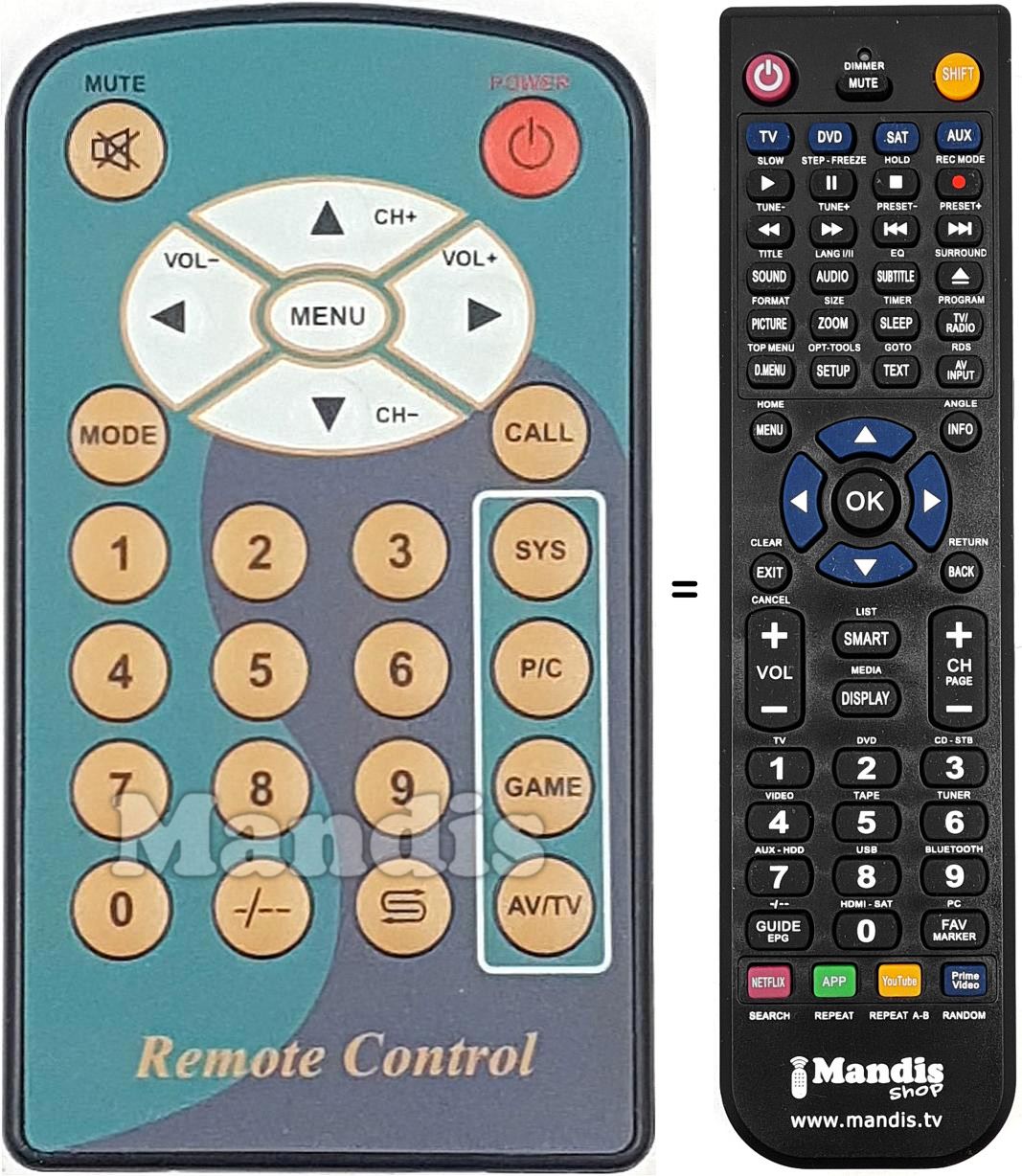 Télécommande équivalente REMCON1761