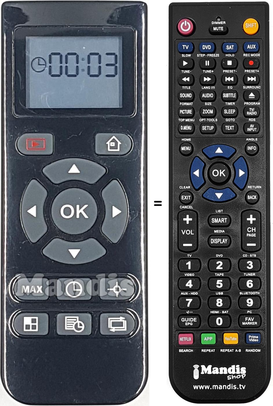 Télécommande équivalente REMCON1818