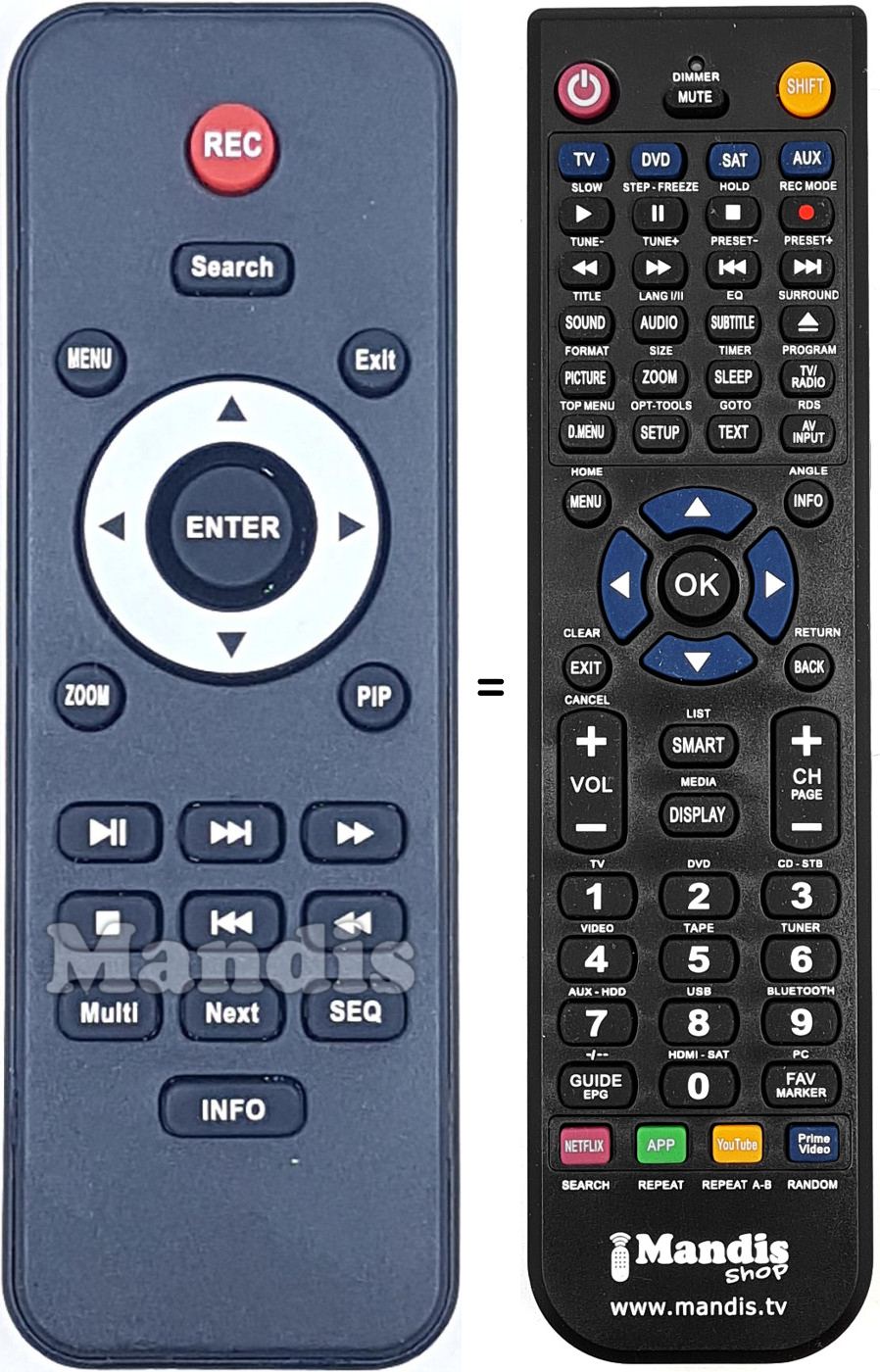 Télécommande équivalente REMCON1829