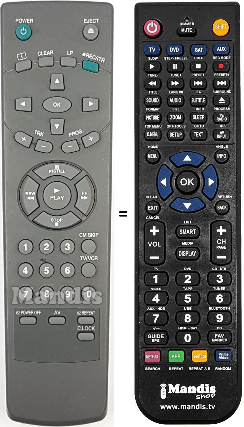 Télécommande équivalente REMCON1865