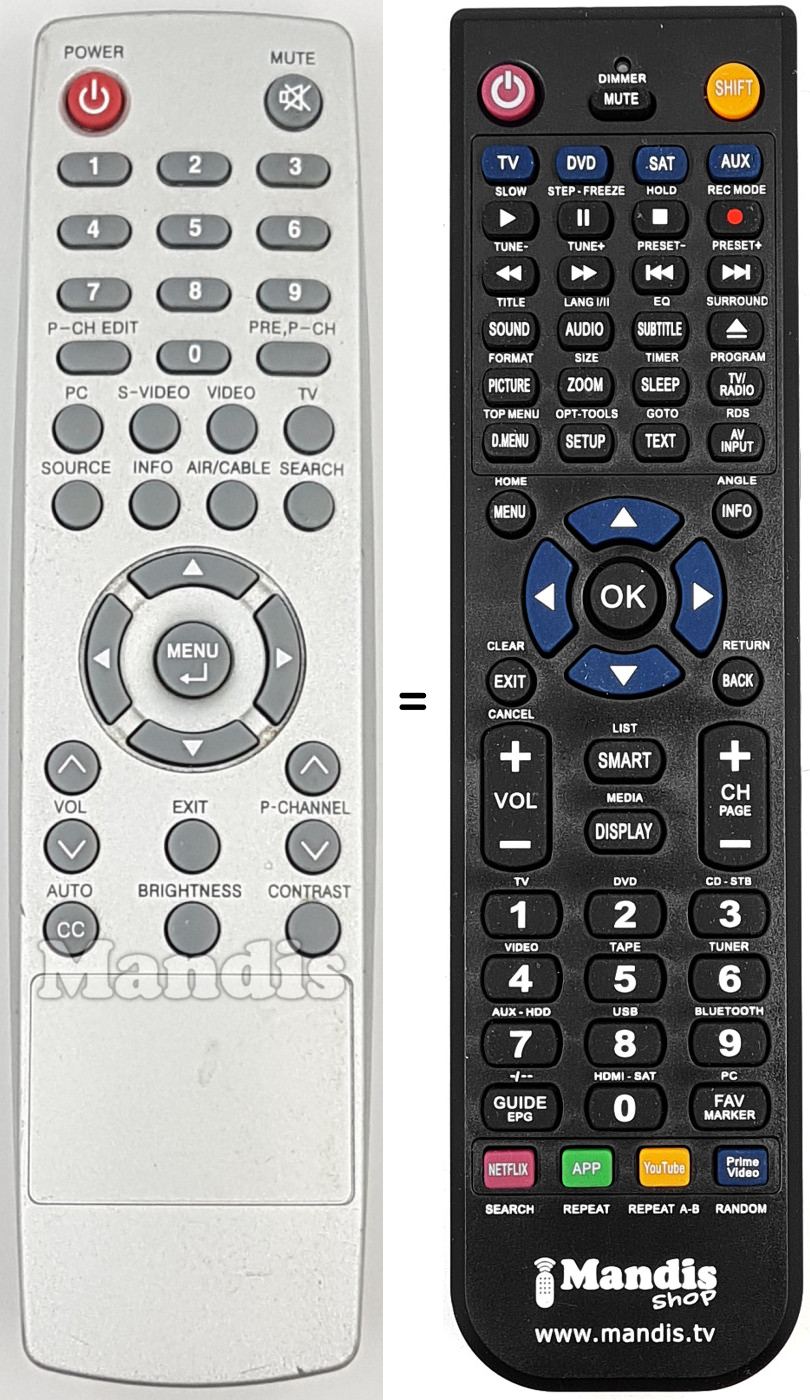 Télécommande équivalente REMCON1869