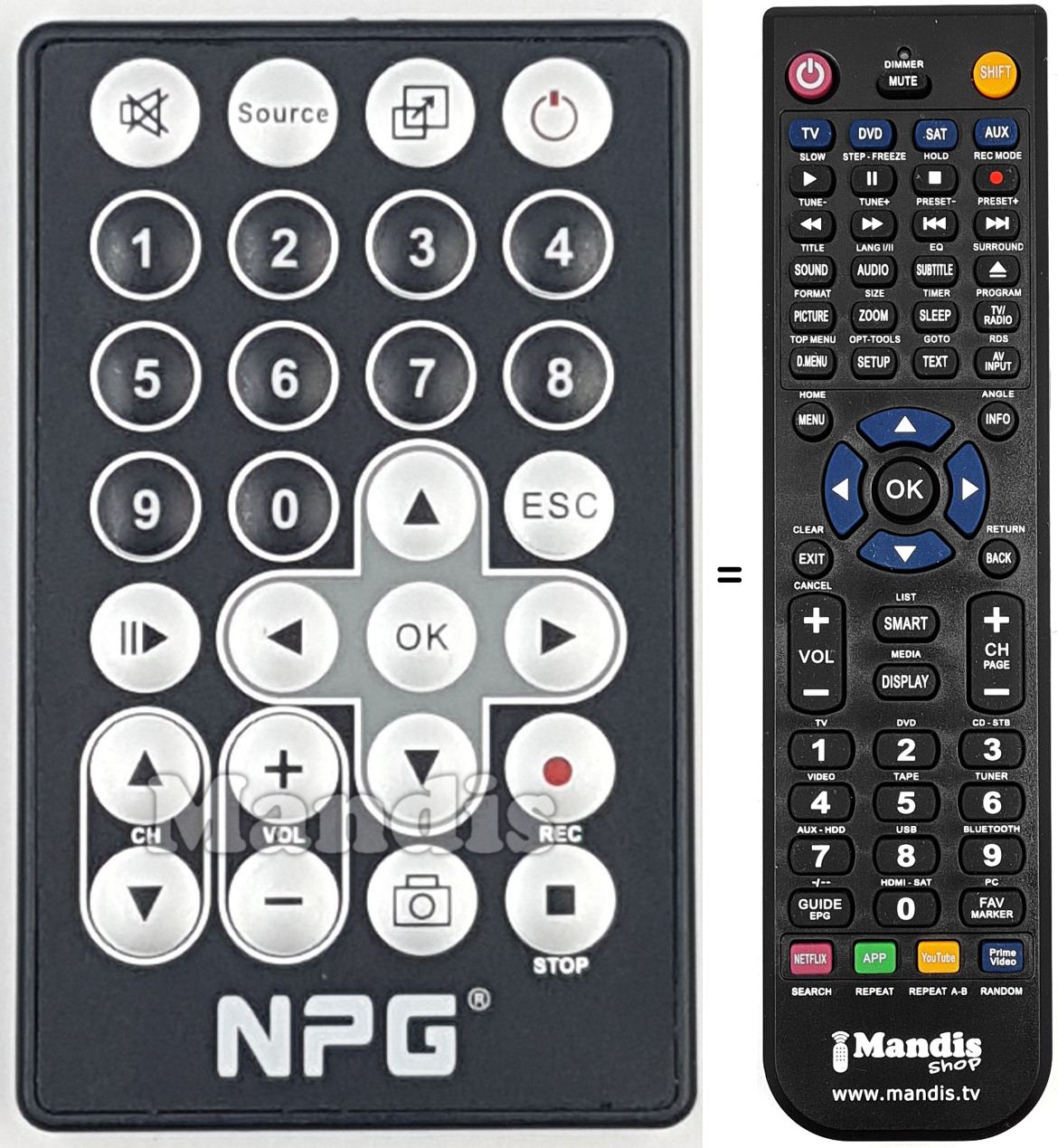 Télécommande équivalente REMCON1871