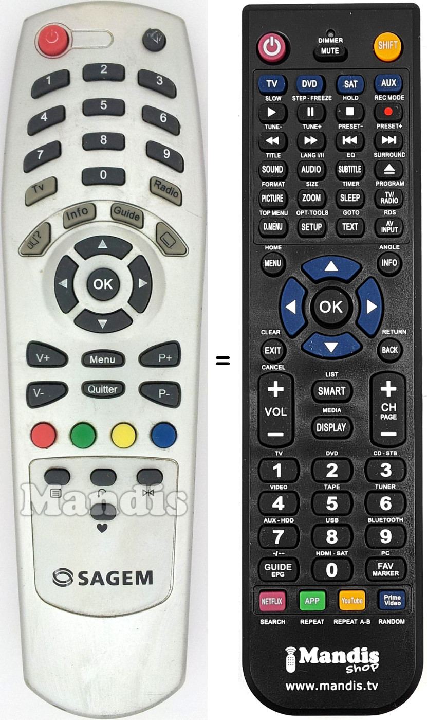 Replacement remote control Sagem REMCON905