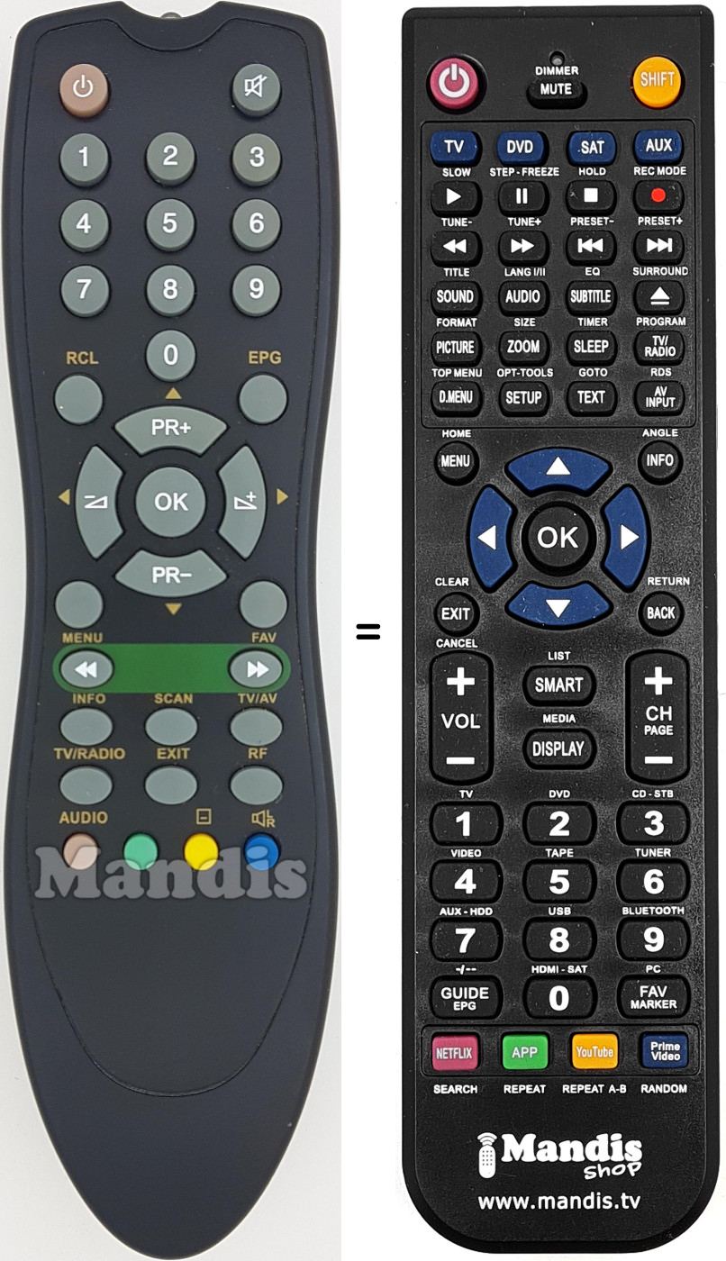 Télécommande équivalente RENCOM1610