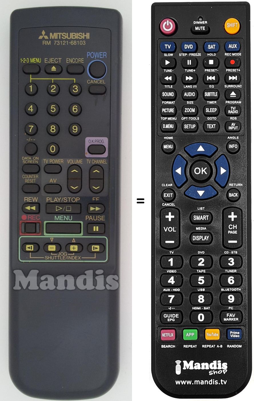 Replacement remote control RM73121-68103 Replacement remote control RM73121-68103