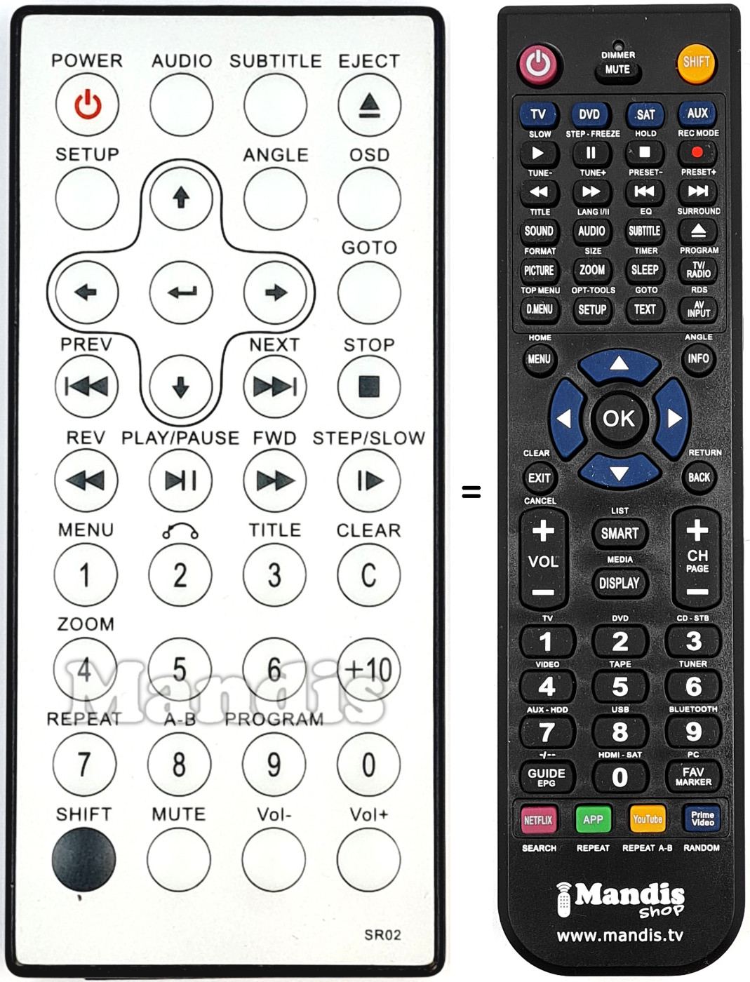 Télécommande équivalente SR02
