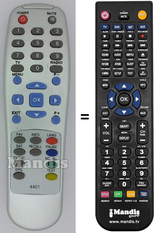 Replacement remote control Beko 4401