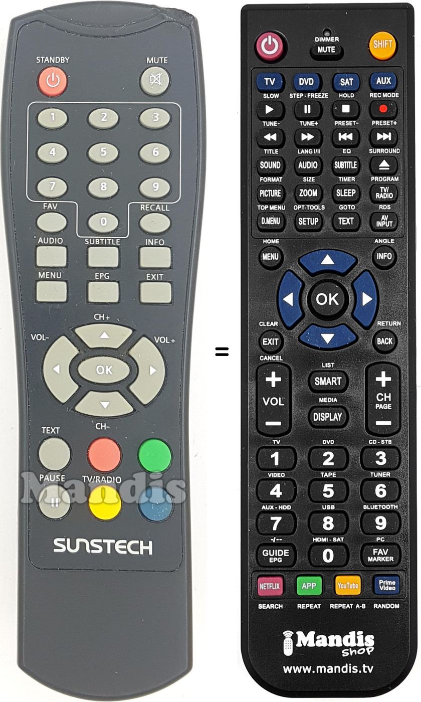 Mando a distancia equivalente SUN007