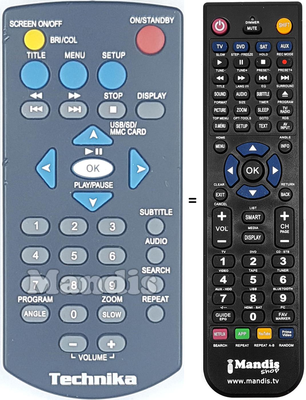 Télécommande équivalente TECH002