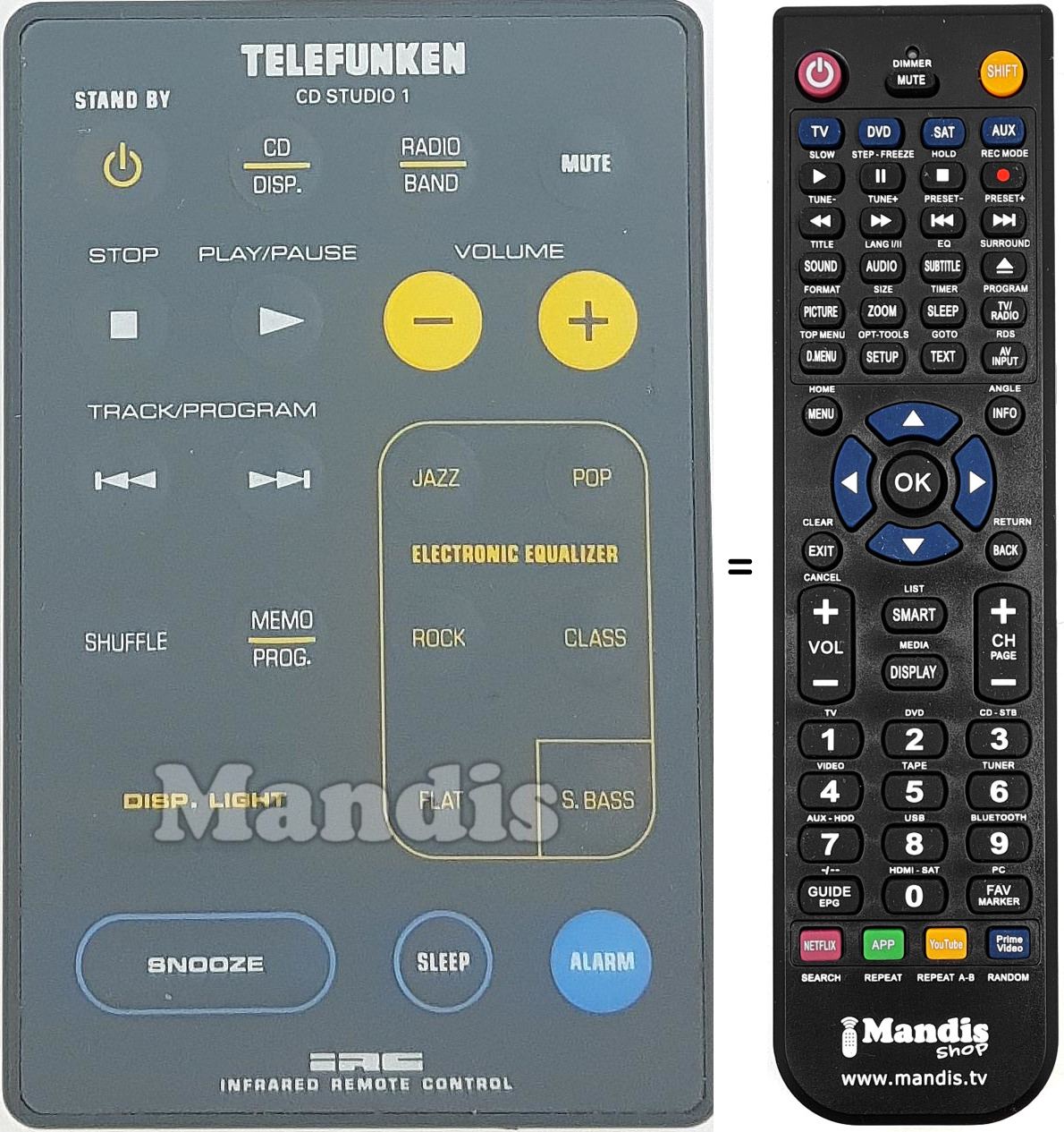 Mando a distancia equivalente TELEFUNKEN002