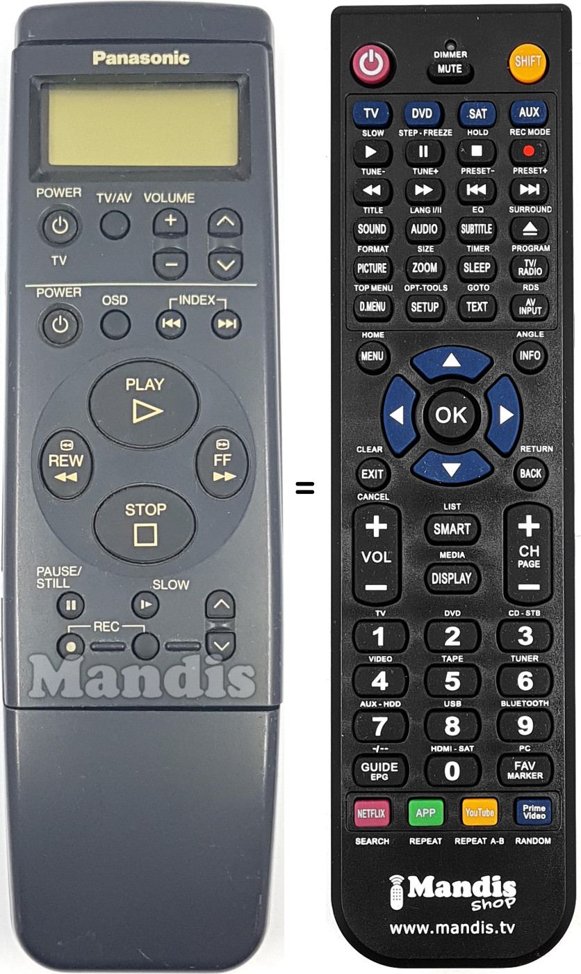 Télécommande équivalente Panasonic VEQ1866