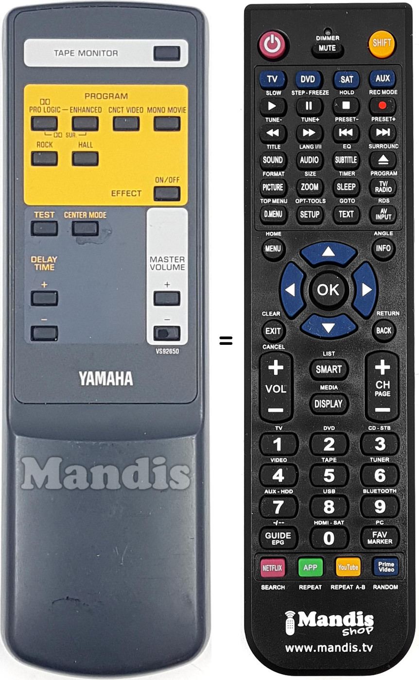 Télécommande équivalente Yamaha VS926500