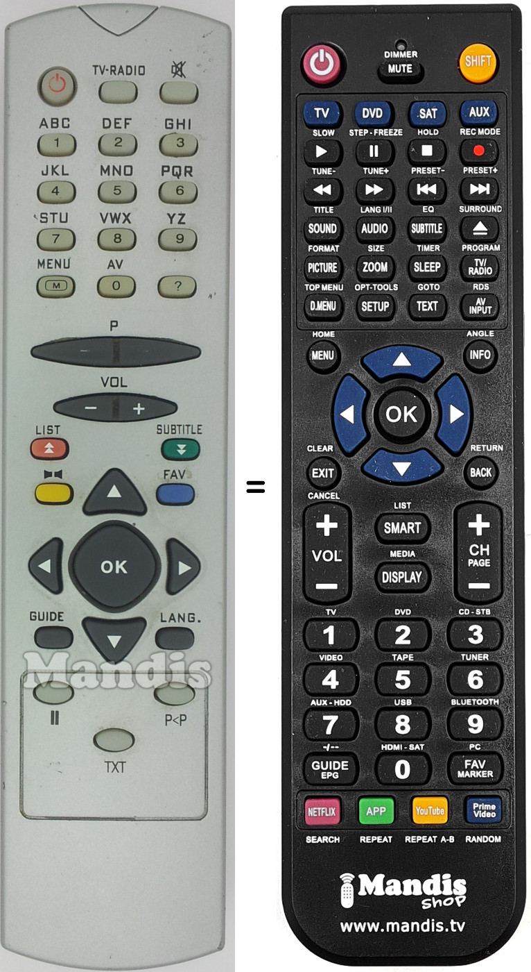 Mando a distancia equivalente Vestel RC 2548