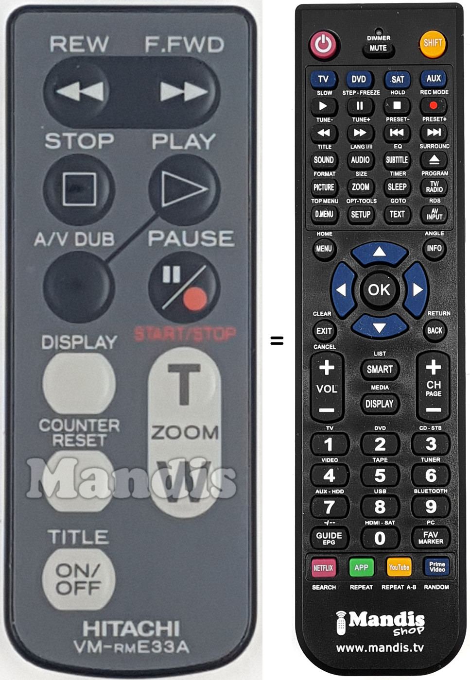 Replacement remote control VM-RME33A
