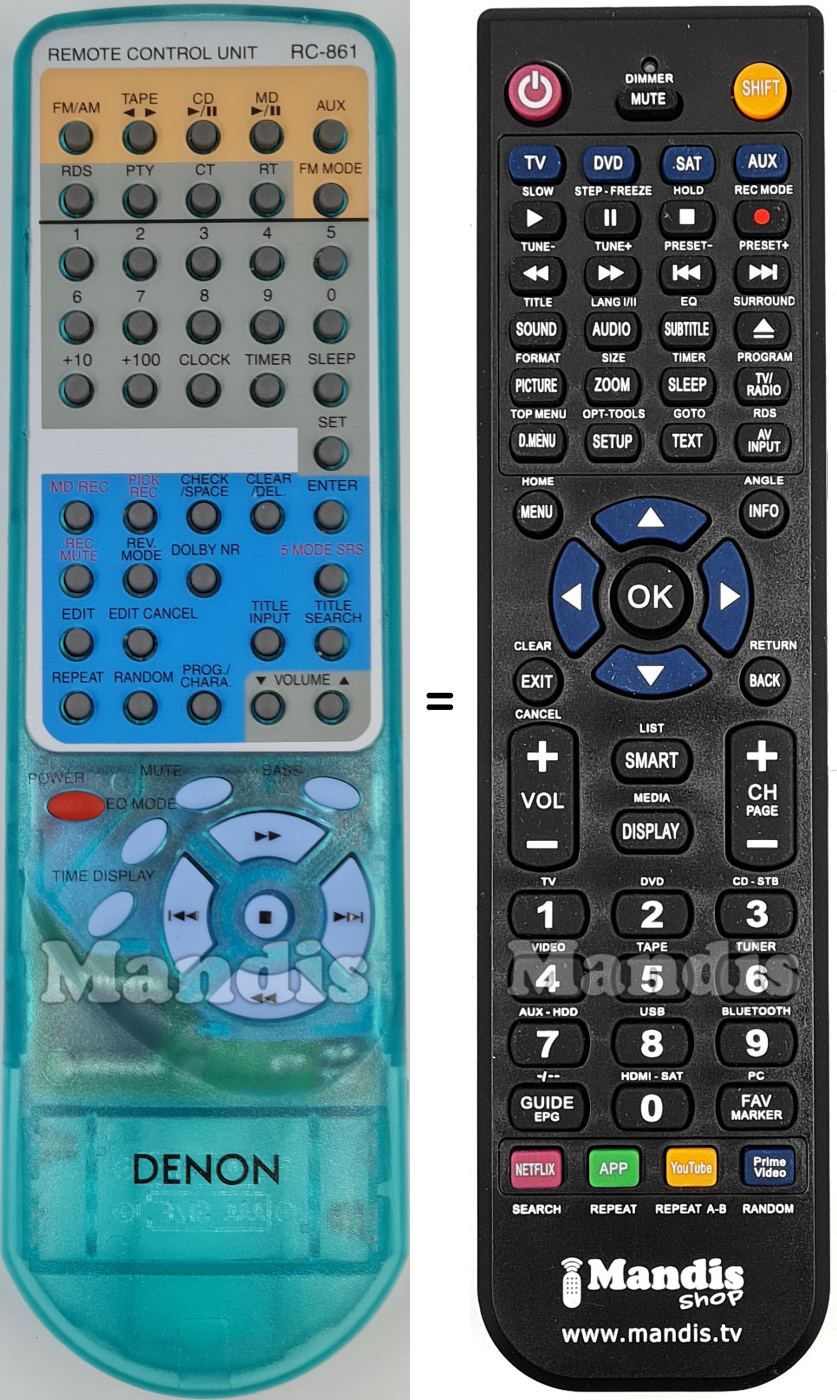 Remote control for DENON RC-861 (9600156009)