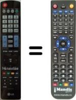 Mando a distancia equivalente LG WHV12440