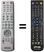 Mando a distancia equivalente Samsung DVD HR-721