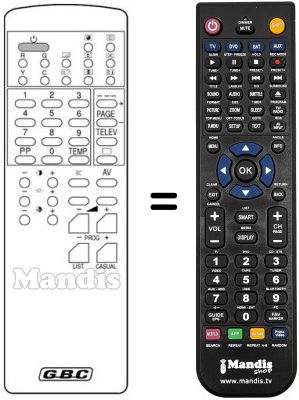 Replacement remote control Gbc DTV 2147 TF