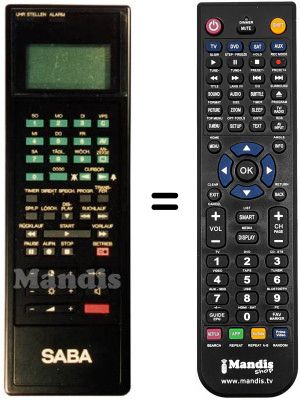 Télécommande équivalente Saba VRR 88A10