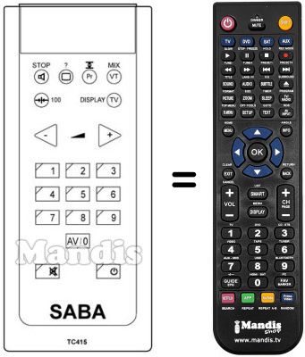 Mando a distancia equivalente Saba M 5515 VT Mando a distancia equivalente Saba M 5515 VT