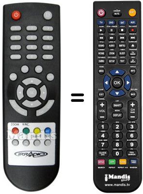 Télécommande équivalente Irradio DTR 1001