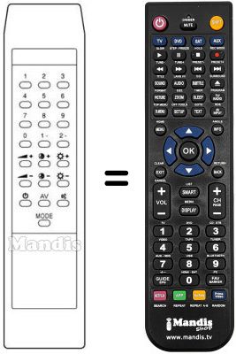 Mando a distancia equivalente Crown CTV-2037 R