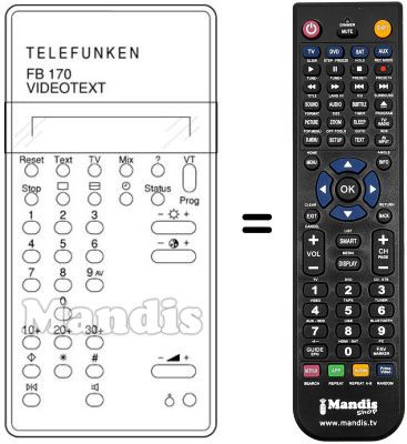 Télécommande équivalente Telefunken PALCOLOR 320