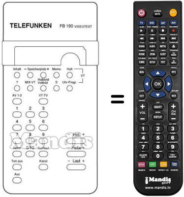 Télécommande équivalente Telefunken A 320 S