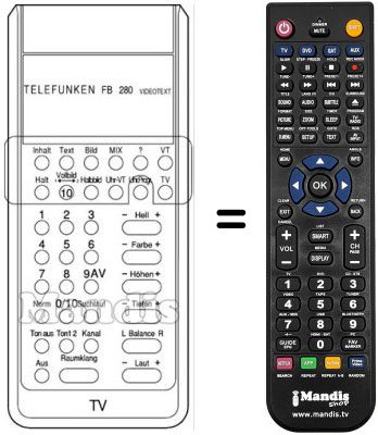 Télécommande équivalente Telefunken A 590 V