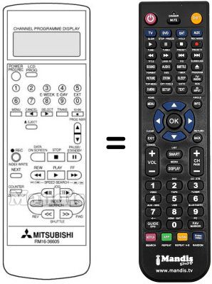 Télécommande équivalente RM 16-36605 Télécommande équivalente RM 16-36605