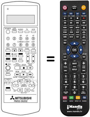 Télécommande équivalente RM 32-36202 Télécommande équivalente RM 32-36202