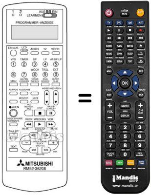 Télécommande équivalente RM 52-36208 Télécommande équivalente RM 52-36208