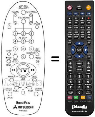 Replacement remote control RM 70802 Replacement remote control RM 70802