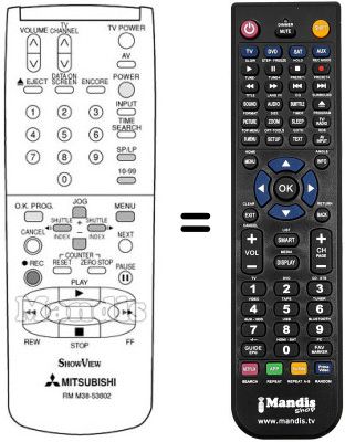Replacement remote control RM M38-53802 Replacement remote control RM M38-53802